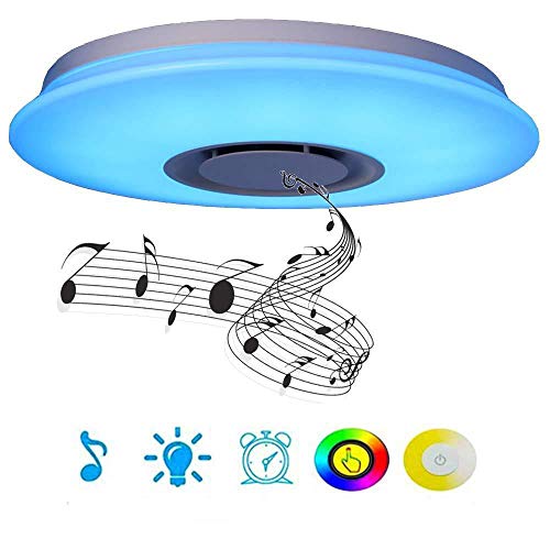 Preisvergleich Produktbild Bluetooth Deckenleuchte Smart Bluetooth Musik Deckenleuchte LED Deckenleuchte Umgebungslicht 24W 40 cm,mit Fernbedienung Dimmbar Farbwechsel Timing Speicher Funktion