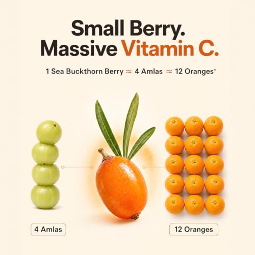 Image of Himalayan Sea Buckthorn Berry Juice Cold-Pressed Pulp Concentrate, Rich in Omega 3, 6, 7 & 9, Natural Vitamin C & Antioxidants for Skin Glow, Immunity & Gut Health, No Added Sugar, 1000ml, Pack of 2
