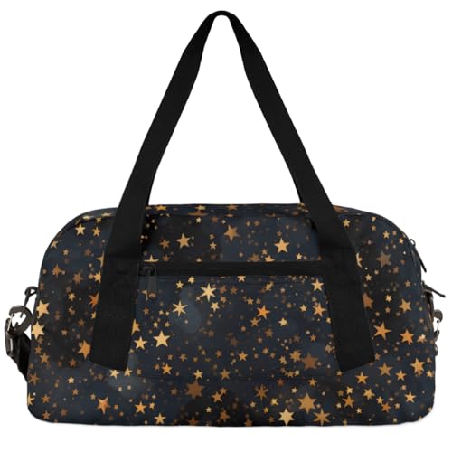 Black Gold Glitter Kids Duffle Bag Boys Girls Small Sport Dance Gym Bag for Overnight Travel Weekender Carry On