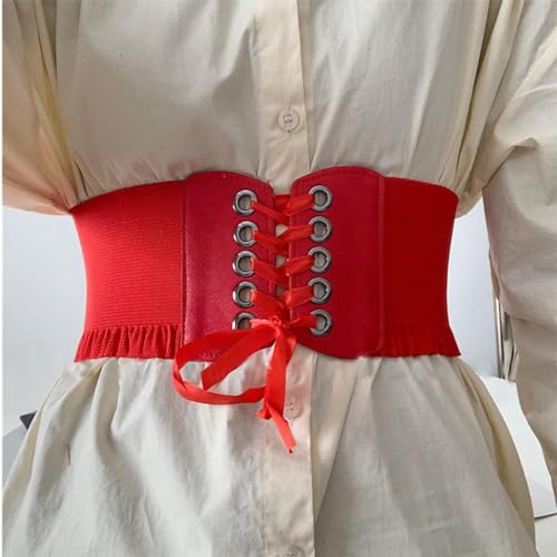 eYLun Womens Corset Elastic Belt Vintage Renaissance Lace-up Waist Belt Tied Corset Waspie Wide Belt2
