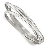 Diamond2Deal Chisel Stainless Steel Polished 3 Piece Set of Intertwined Bangle Bracelets Bangle Bracelet