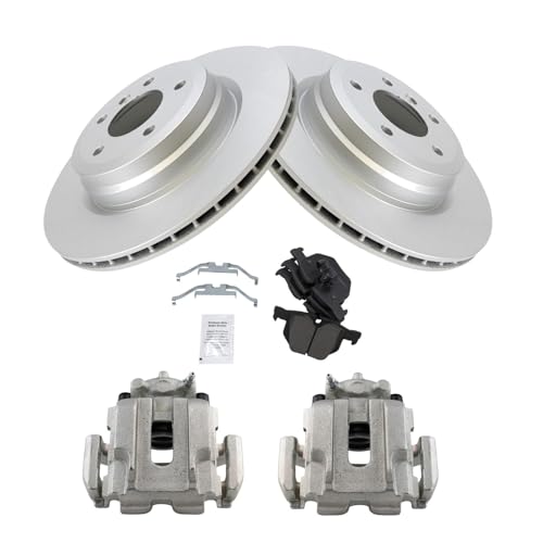 Image of TRQ Rear Brake Pad and Rotor Set Ceramic G Coated Rotors Calipers