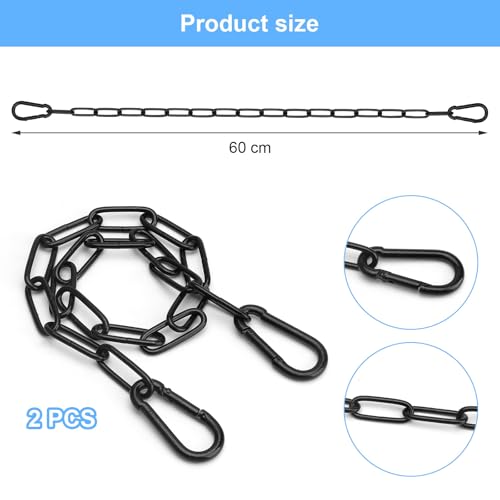 APOMOONS 2 Stück Edelstahlkette Schwarz,Kette Edelstahl mit Karabiner 0.5m Metallkette zum Aufhängen Gliederkette Edelstahl Kette für Zauntore,Gartentore, Käfigtore für Haustiere