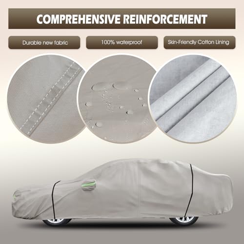 Image of Migaven Car Cover Fit for Toyota Corolla 2000-2025, Honda Civic 1991-2025, Waterproof Full Exterior Cover Sun Rain Protection with Door Zipper and Cotton Lining