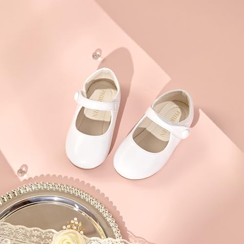 Image of PHIRAMIN Toddler Flower Girl Glitter Dress Shoes Little Girl Ballet Flats Bow Wedding Party