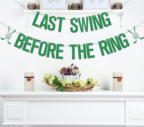 Image of Last Swing Before The Ring Banner,Golf Bachelorette Bridal Shower Party Decor,Same Hole Forever,Golf Bachelorette Engagement Wedding Bridal Shower Party Supplies Green Silver