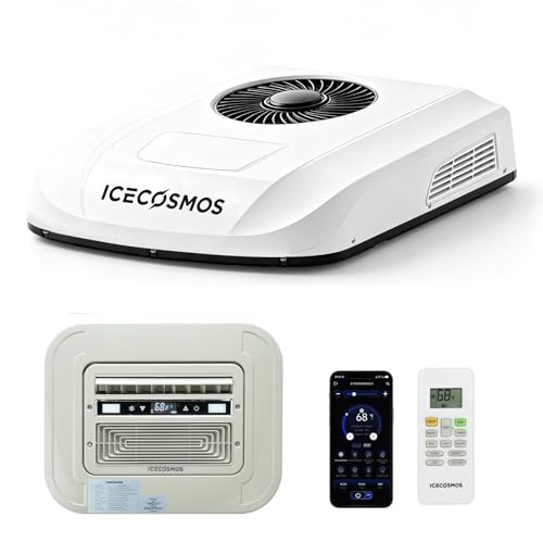 ICECOSMOS Ultra-Slim Mini Body 12V Inverter RV Air Conditioner with Heating