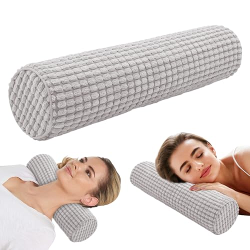 Wapasezyar Traversin avec housse, en mousse à mémoire de forme, 11 x 45 cm, coussin orthopédique, lavable, coussin de nuque, coussin de positionnement