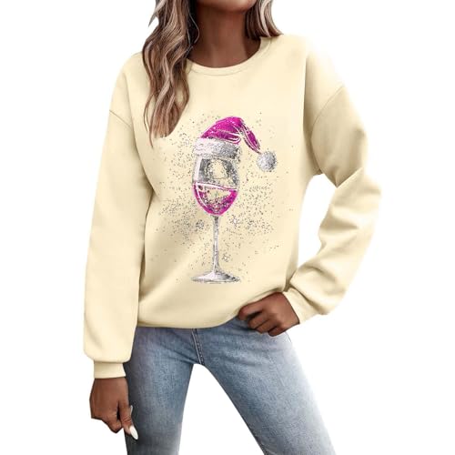 Sweat-shirt femme imprimé verre de vin idéal pour vos soirées cocooning