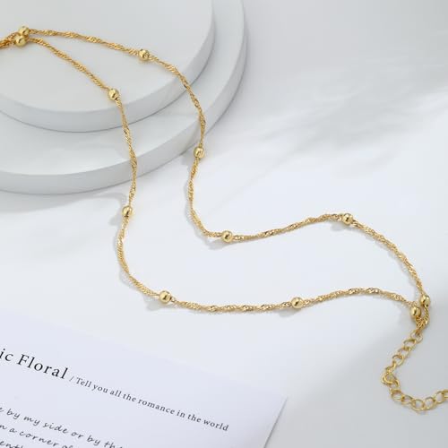 Image of Gold Ankle Bracelets for Women,14k Gold /Silver Plated Waterproof Layered lightweight Cuban Link Figaro Chain Heart anklet Bracelets Set Gold Anklets for women Trendy Jewelry Gift