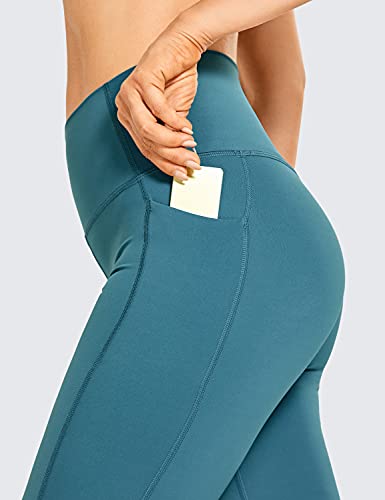 CRZ YOGA Shorts de motoqueiro nua com bolsos - Shorts de ioga de cintura alta para mulheres de 8 '