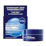 NIVEA Refreshing Night Face Cream (50ml), 24 Hour Face Moisturiser for Normal Skin, Night Cream with Aloe Vera and Hyaluronic Acid for Overnight Regeneration