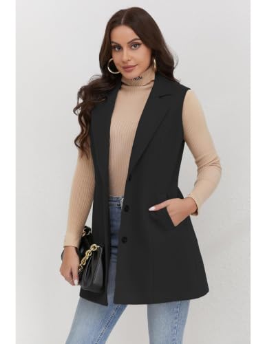 Image of IDEALSANXUN Plaid Vest for Women Fall Winter Sleeveless Blazer Jackets