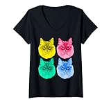 Femme Chat Neva amusant pour mascarade T-Shirt avec Col en V