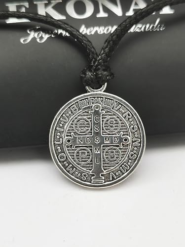 Medalla San Benito grande baño plateado 5 micras Medalla San Benito grande baño plateado 5 micras