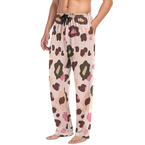 Men's Pajama Pants Watercolor Leopard Sleep Pajama Lounge Pant with Pockets, Elastic Waistband4