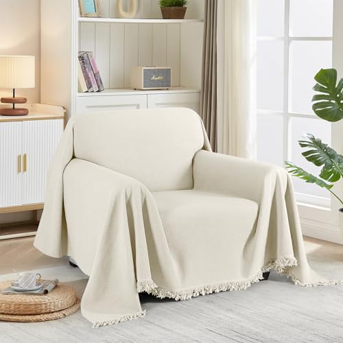 TAOCOCO Armchair Sofa Slipcover Thick Durable Couch Cover Blanket for Recliner Sofa 1 Cushion Washable Pet-Friendly Chair Couch Slipcovers Living Room Furniture Protector (71''x71'' Beige)