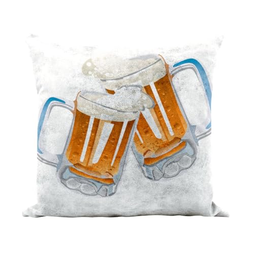 Housse et coussin inclus blanc similicuir 40x40 chope biere blonde