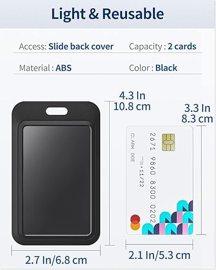 Image of Topkey Black Pack of 1 Sliding ID Badge Holder, Heavy Duty Hard Plastic ID Card Protector Case for Office School Nurse Badge Credit Cards Proximity Cards Driver's Licenses and Passes, Vertical