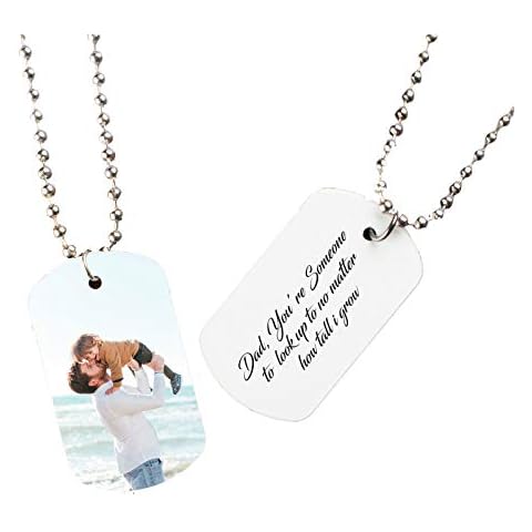 Personalised Mens Photo Dog Tag Military Army ID Necklace Husband Dad Gift Cover
