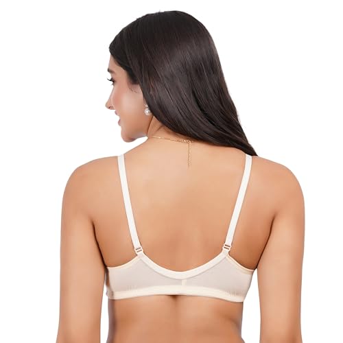 Image of Front Open Non Padded Bra - Made of Pure Cotton Full Coverage Non Wired Seamless Pushup Soft Cup for T-Shirt Saree Dress Sports Garment for Daily Use Everyday