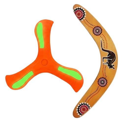 KbouZgxa 2 Stück Bumerang Set, Boomerang, Holz Und Gelb Boomerangs Für Erwachsene， Sportliches Rückkehrgerät Für Anfänger, Ideal Für Outdoor Spiele, Camping Und Familienaktivitäten