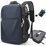 Mochila a vácuo para viagem – Mochila expansível de 60L com bomba de vácuo, trava TSA, compressão, compartimento impermeável para laptop de 17 polegadas, mochilas de mão para homens e mulheres