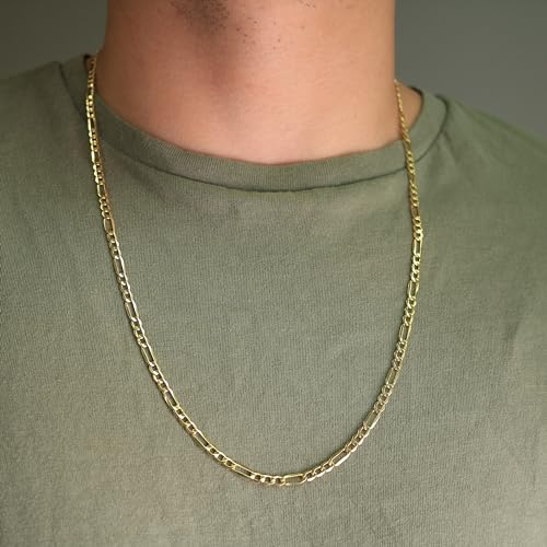 Nuragold 14k Real Yellow Gold Figaro Link 4.5mm Chain Necklace (16"-30") Italian Jewelry for Men & Women2