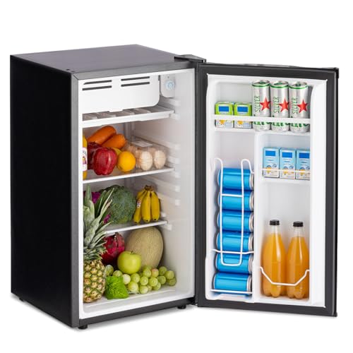 DollarDash 3.2 Cu.Ft Mini Frigorífico con congelador, Frigorífico pequeño de una sola puerta, Frigorífico del dormitorio con 7 termostatos ajustables, Ahorro de energía, Bajo ruido