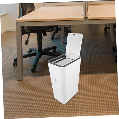 Basurero rectangular con tapa diseño slim para cocina y oficina miniatura 5