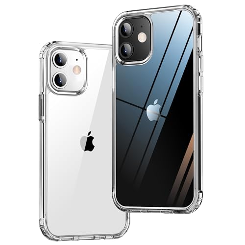 Image of ONES for iPhone 12 mini Slim Case Clear, [PC + TPU Hybrid][Military-Grade Drop Protection][Anti-Yellowing], Shockproof Silicone Hard Cover, Transparent Case