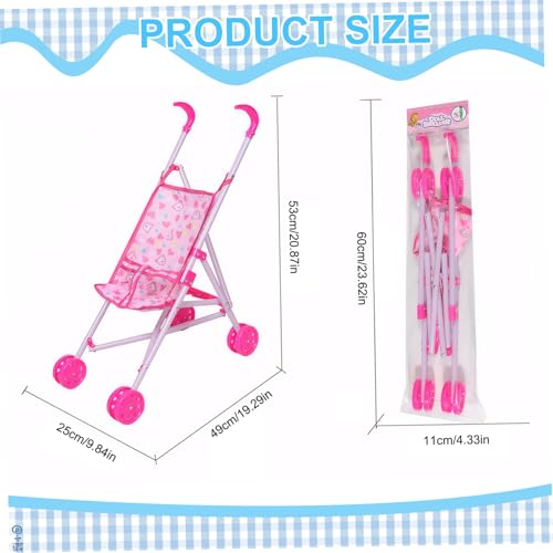 HoveeLuty Puppenwagen, 24, 9 x 49, 5 x 52, 1 cm, Faltbarer Puppenwagen mit stabilem Rahmen, Spielzeugwagen für Kleinkinder, Jungen, Mädchen, kleine Kinder – Bild 3