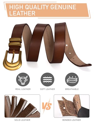 Western Belts for Woman-100% Genuine Leather Belt with Gold Silver Buckle for Jeans Dresses4