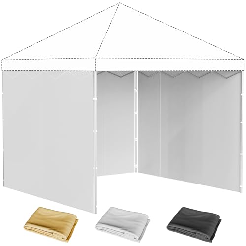 10x10 Canopy Sidewalls 3Pcs Canopy Sidewalls UV Protection Waterproof Zipper Sidewall for 10x10 Pop Up Canopy Tent Outdoor Events Vendor Booths Canopy Accessories (White 3 Pcs)
