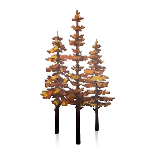 noxozoqm Metal Tree Wall Decor,Cabin Decor,Tree Decor,Rustic Wall Decor For Home Office Farmhouse Indoors And Outdoors(Orange)