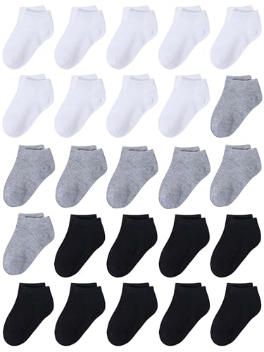 Image of Cooraby 25 Pairs Kids' Socks Low Cut Socks Half Cushion Sport Ankle Athletic Socks for Boys Girls