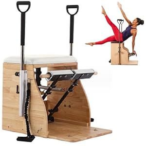 White, Pilates Chair, Plates Combo Chair with Handles, Pilates Reformer Machine, Split-Pedal Stability Pilates Chair, Portable and Easy to Move, for Home Use and Studio Use