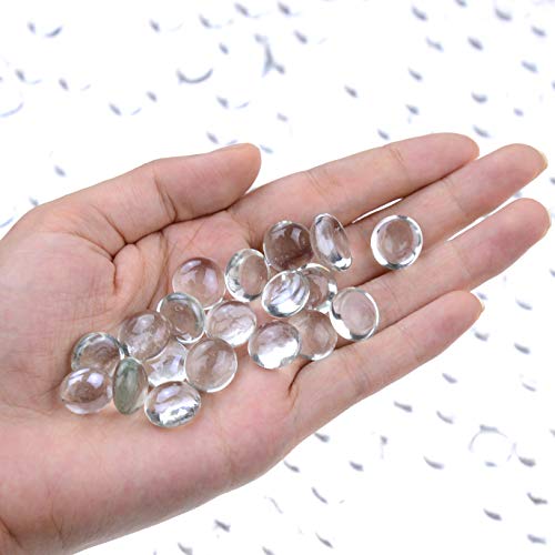 KINGOU Flat Glass Gems/Beads/Stones for Vase Filler, Table Scatter, Games - 1 Lbs (Approx. 5/8", Clear L) - Thumbnail 2