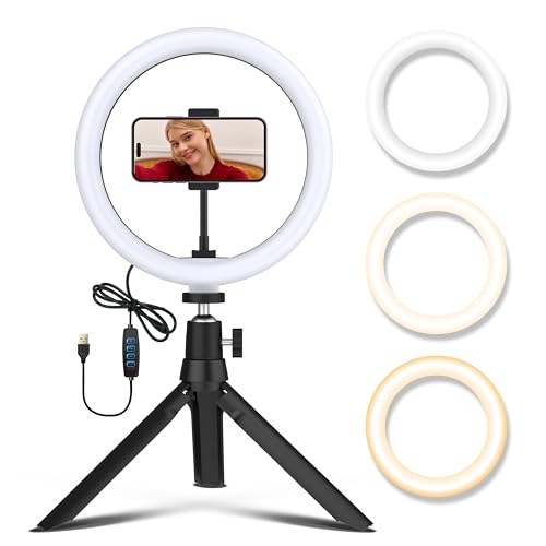 Tygot 10 Inches Ring Light with Tripod & USB, 3 Color Modes & 10 ...