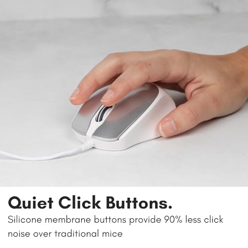Macally USB C Mouse for Mac - Sculpted for Comfort - Wired Type C for MacBook Pro Air|iPad|PC|iOS|Android - Plug and Play USBC Apple with Ambidextrous Body and 4 DPI Modes - Silver