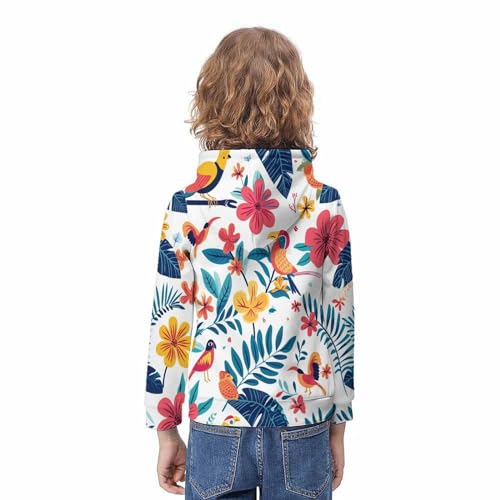 Pullover à capuche fille et garçon avec impression 3D fleurs 6-16 ans - 4