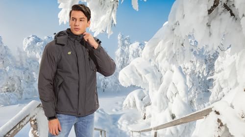 QPNGRP Mens Waterproof Ski Snowboard Jacket Windproof Winter Snow Coat Cation Darkgray X-Large — view 3