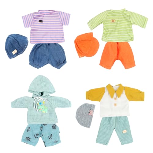 fromeasy Baby Dolls Clothes Boy for 12 13 14 15 16 Inch Dolls, Doll Clothes 12-14-16 Inch Dolls, 4 Sets 15 inch Doll Outfit Accessories fit Doll Newborn Baby Doll Boy