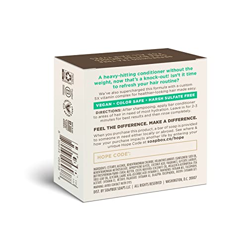Soapbox Hair Conditioner Bar With Tea Tree Oil To Clean & Purify Dry, Damaged Hair & Scalp - 2Oz Solid Conditioner, Low Plastic, Vegan, Sulfate Free, Paraben Free Hair Care #TOP2