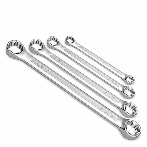 YKFLEXT E Torx Wrench Set Double Box End Torx Wrenches E6-E24 (E6xE8 E10xE12 E14xE18 E20xE24) Professional Automotive & Mechanical Repair (Normal)