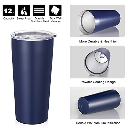 Image of VEGOND 20oz Tumbler Bulk with Lid and Straw 6 Pack, Stainless Steel Vacuum Insulated Tumbler, Double Wall Coffee Cup Travel Mug, Navy Blue