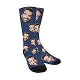 Custom Face on Socks, Change Men Face Size Socks with Personalized Faces on Them Navy Blue