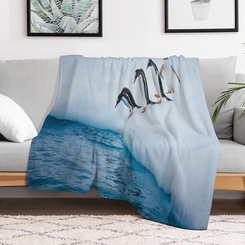Couverture flannel pingouin durable et chaude pour fauteuil de repos