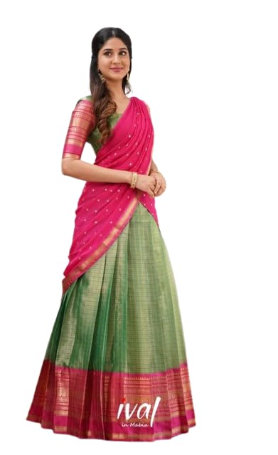 ZITON Unstitched Multicolor Traditional Lehenga Set with Blouse & Dupatta | Silk Blend for Women South Indian Half Saree Set ZITON Unstitched Multicolor Traditional Lehenga Set with Blouse & Dupatta | Silk Blend for Women South Indian Half Saree Set