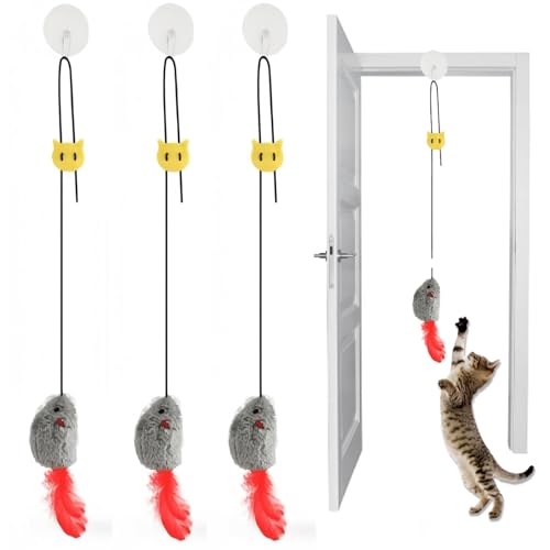 Tcnzdy 3 piezas de juguete para gatos, ratones de juguete para gatos, autoentretenimiento interactivo, juguete interactivo para gatos para caño de gato y contra el aburrimiento interactivo